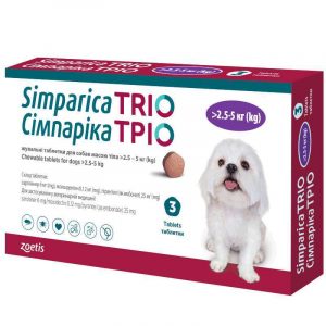 Сімпарика ТРІО (Simparica TRIO) жувальні таблетки для собак 2,5-5кг